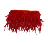 Trimming Shop 2M Rooster Hackle Feather Fringe Trim for Costumes, Hats & Crafts, Premium Quality Coque Trim, Bulk Feather for Fashion Decoration & Creative Projects (Red)