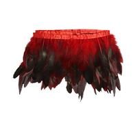Trimming Shop 2M Rooster Hackle Feather Fringe Trim for Costumes, Hats & Crafts, Premium Quality Coque Trim, Bulk Feather for Fashion Decoration & Creative Projects (Mix Red)