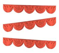 Trimming Shop 3 Metres Red Ice Silk Wedding Drapery, Detachable Backdrop Curtain, Party Stage Swag Decoration, Reusable Drapes for Birthday, Baby Shower, Christmas & New Year Events - Pack of 1