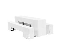 Trimming Shop 3 Pieces White Polyester Beer Table and Bench Cover | Bench Slipcover Set and L Trestle Dining Table Cover for Home Garden Bar BBQ Hotel Restaurant Wedding Event Decoration