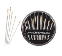 Trimming Shop 30 Assorted Hand Sewing Needles Set - Stainless Steel Needles in Round Case for Quilting, Tapestry, Embroidery, Tailoring - Assorted Sized Needle Pack for Sewing Arts & Crafts