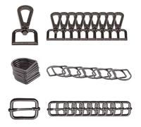 Trimming Shop 30 Pieces Keychain Bulk, Swivel Clasps Snap Hooks Lobster Claw Clasp with D Rings Tri-Glide Slide Buckles Key Chain Ring Hook for Purses Keychain Handbag, Gunmetal