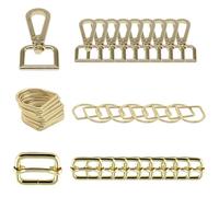 Trimming Shop 30 Pieces Keychain Bulk, Swivel Clasps Snap Hooks Lobster Claw Clasp with D Rings Tri-Glide Slide Buckles Key Chain Ring Hook for Purses Keychain Handbag, Gold