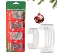 Trimming Shop 300pcs Silver C-Shaped Wire Ornament Hooks - 2 Sizes | Flexible Metal Hangers for Christmas Trees, Halloween Decor, Weddings, Parties & Events - 3.5cm & 6.5cm
