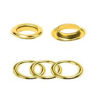 Trimming Shop 30mm Eyelets Rings with Washers, Grommet Eyelets for Tarpaulin, Leather Craft, Repair, Round Curtain Eyelet Rings for DIY, Canvas Holding, Vinyl Banners, Gold, 100pcs