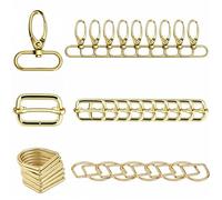 Trimming Shop 30pcs Metal D Rings for Bags, Swivel Snap Hooks Tri-Glide Slide Buckles for Sewing Handbag Hardware Bag Making Supplies DIY Craft Projects, 25mm, Gold