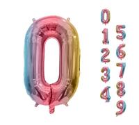 Trimming Shop 32 Inch Large Rainbow Number 0 Helium & Air Foil Balloon