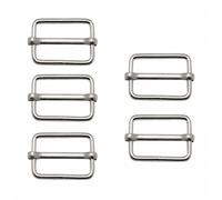 Trimming Shop 32mm Triglide Slider Buckle Metal Adjustable Durable Lightweight Slide Buckle for Webbing Straps, Backpack, Fasteners Strap, Pet Collars and Bag Accessories, Silver, 5pcs