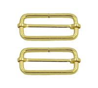 Trimming Shop 32mm Triglide Slider Buckle Metal Adjustable Durable Lightweight Slide Buckle for Webbing Straps, Backpack, Fasteners Strap, Pet Collars and Bag Accessories, Gold, 2pcs
