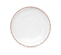 Trimming Shop 33cm Clear Charger Plate with Rose Gold Beads Rim - Elegant Glass for Weddings, Parties & Home Décor - Decorative Rose Gold Glass Charger Plates, Pack of 1
