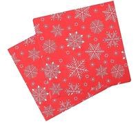 Trimming Shop 33cm White Snowflake Design Red Paper Napkins, 2 ply Decorative Christmas Serviettes, Festive Tableware & Party Supplies for Holiday Dinners Celebrations - Pack of 60