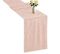 Trimming Shop 33x274CM Crushed Velvet Table Runner Blush Pink, Washable Soft Fabric Glitz Table Runners for Wedding, Banquet, Kitchen, Birthday, Holiday, Dinner Party Decoration, Pack of 1