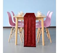 Trimming Shop 33x274CM Crushed Velvet Table Runner Red, Washable Soft Fabric Glitz Table Runners for Wedding, Banquet, Kitchen, Birthday, Holiday, Dinner Party Decoration, Pack of 10