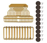 Trimming Shop 35mm Metal Dungaree Buckles with Tri-Glide Sliders & Jean Buttons - Heavy-Duty Fasteners for Overalls, Braces, Jackets, Pinafores, Bag Making & Sewing Projects, Bronze, 10pcs Set