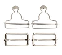 Trimming Shop 35mm Silver Dungaree Buckles Clip for Brace, 2pcs