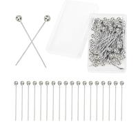 Trimming Shop 35mm Silver Round Pearl Head Sewing Pins, Pack of 100