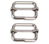 Trimming Shop 38mm Triglide Slider Buckle Metal Adjustable Durable Lightweight Slide Buckle for Webbing Straps, Backpack, Fasteners Strap, Pet Collars and Bag Accessories, Silver, 2pcs