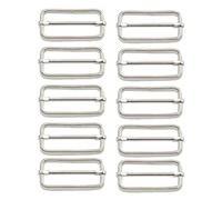 Trimming Shop 38mm Triglide Slider Buckle Metal Adjustable Durable Lightweight Slide Buckle for Webbing Straps, Backpack, Fasteners Strap, Pet Collars and Bag Accessories, Silver, 10pcs