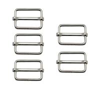 Trimming Shop 38mm Triglide Slider Buckle Metal Adjustable Durable Lightweight Slide Buckle for Webbing Straps, Backpack, Fasteners Strap, Pet Collars and Bag Accessories, Silver, 5pcs