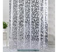Trimming Shop 3D Pebbles Shower Curtain PVC Waterproof Bath Curtain, Mildew & Mould Resistant Bathroom Curtain Liner with Hooks, 180 x 200cm, Semi-Sheer Shower Drape