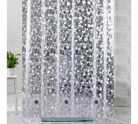 Trimming Shop 3D Pebbles Shower Curtain PVC Waterproof Bath Curtain, Mildew & Mould Resistant Bathroom Curtain Liner with Hooks, Weighted Bottom Magnets, 180 x 200cm, Semi-Sheer Shower Drape