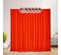 Trimming Shop 3x3m Red Ice Silk Backdrop Curtain - 100GSM Smooth Pleated Drapes with Rod Pocket, Washable Photography Backdrop for Weddings, Parties, Events & Stage Decor