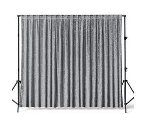 Trimming Shop 3x3m Silver Crushed Velvet Backdrop - 8cm Rod Pocket