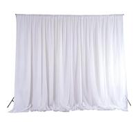 Trimming Shop 3x3m White Ice Silk Backdrop Curtain 100GSM Smooth Pleated Drapes with Rod Pocket, Washable Photography Backdrop for Weddings, Parties, Events & Stage Decor
