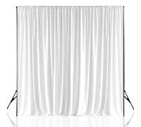 Trimming Shop 3x3m White Ice Silk Backdrop Curtain - 150GSM Smooth Pleated Drapes with Rod Pocket | Washable Photography Backdrop for Weddings, Parties, Events & Stage Decor