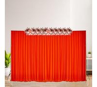 Trimming Shop 3x6m Red Ice Silk Backdrop Curtain - 100GSM Smooth Pleated Drapes with Rod Pocket, Washable Photography Backdrop for Weddings, Parties, Events & Stage Decor
