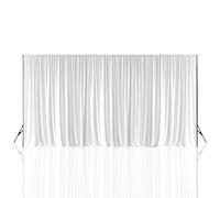 Trimming Shop 3x6m White Blackout Photography Backdrop - 100% Polyester Anti-Wrinkle, Washable 190GSM Opaque Fabric for Video, Photo Booths, Weddings, Trade Shows, & Privacy Screens