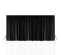 Trimming Shop 3x9m Black Ice Silk Backdrop Curtain - 150GSM Smooth Pleated Drapes with Rod Pocket | Washable Photography Backdrop for Weddings, Parties, Events & Stage Decor