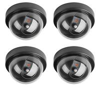 Trimming Shop 4 Pack Dome Dummy CCTV Cameras with Realistic Flashing LED Light, Fake Security Decoy CCTV Cameras for Outdoor/Indoor Non-Functional Surveillance for Home, Office, Store (Black)