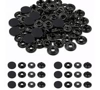 Trimming Shop 4 Part Press Studs - Alloy Cap, 15mm, Black, 10pcs