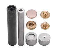 Trimming Shop 4 Part S Spring Press Studs with Fixing Tool, Alloy Cap Metal Back Snaps for DIY Leathercraft, Clothing Repair, Jacket, Handbag (15mm, Gold, 10pcs)