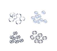 Trimming Shop 4 Parts Press Studs Nickle free 12mm Brass Pearl Cap with 10mm Open Ring Snap Poppers Fasteners Repair & Replacement for Clothing Leathercraft Jacket Shirt, 100 Sets