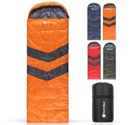Trimming Shop 4 Season Waterproof Sleeping Bag for Single 6ft Adult - Double Sided Zip, Lightweight Backpacking Sleeping Bag - for Camping, Hiking, Outdoor, Travel, Hunting - Orange