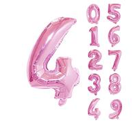 Trimming Shop 40-Inch Giant Pink Number 4 Foil Balloon - Reusable Helium & Air Fillable Digit 0-9 Foil Balloons for Birthday, Wedding, Anniversary, Celebration, Party Decorations Supplies