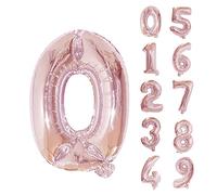 Trimming Shop 40-Inch Giant Rose Gold Number 0 Foil Balloon - Reusable Helium & Air Fillable Digit 0-9 Foil Balloons for Birthday, Wedding, Anniversary, Celebration, Party Decorations Supplies