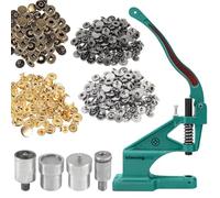 Trimming Shop 400 Set S Spring Press Studs 15mm Snap Fasteners No Sew Metal Buttons with Fixing Dies & The Green Machine Hand Press for DIY Leathercrafts Handbag Belts Jackets