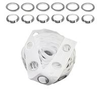 Trimming Shop 40mm Plastic Curtain Eyelets with 2 Metres Grommet Heading Curtain Tape for Window, Door, Room Curtains, DIY Drapery Supplies (Silver, 16pcs)