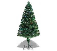 Trimming Shop 4ft/1.2m Fibre Optic Artificial Christmas Tree, Green PVC | Pre-Lit Colour-Changing Multicolour Lights For Tabletop, Home, Office, Party, Holiday And Indoor Festive Decoration