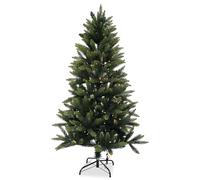 Trimming Shop 4ft Nordic Spruce Artificial Christmas Tree, 150 Lights | Scandinavian Green PVC/PE Pine Tree With 320 Tips Hinged Branches & Foldable Metal Stand For Modern Festive Decor