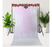 Trimming Shop 4ft x 7ft Iridescent White Sequin Backdrop Photography Background Shiny Fabric Glitter Curtain Backdrop Photo Studio Background for Birthday Wedding Reception Party Christmas Decoration