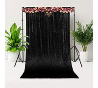 Trimming Shop 4ft x 9ft Black Sequin Backdrop Photography Background Shiny Fabric Glitter Curtain Backdrop Photo Studio Background for Birthday Wedding Reception Party Christmas Decoration