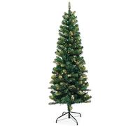 Trimming Shop 4FT Yuletide Slim Green Pine Christmas Tree - Realistic Artificial Norway Spruce with 262 Tips, Space-Saving Design, Hinged Branches, Foldable Metal Base, Perfect for Small Indoor Spaces