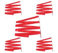 Trimming Shop 4M Gymnastics Ribbon Wand, Satin Dance Streamer for Ballet, Cheerleading, Baton Twirling, Rhythmic Gymnastics & School Performances, Red - 5pcs
