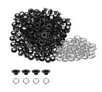 Trimming Shop 4mm Black Brass Eyelets Grommets Washers 100pcs Leather Pack