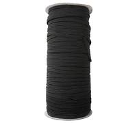 Trimming Shop 4mm Flat Elastic Band - 1/6 Inch Black Elastic Cord Wide Braided Stretch Strap Elastic String Rope for DIY Sewing Crafting, Dressmaking, Haberdashery and Clothing, Black, 100 Metres