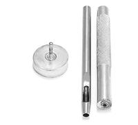 Trimming Shop 4mm Hollow Hole Punch 3pcs Hand Tool Set, Setter Base, Punch, and Eyelet Grommet Fixing Tool Durable Craft Essential for DIY Leathercraft, Handbag, Shoes, Clothing Repair, Scrapbooking
